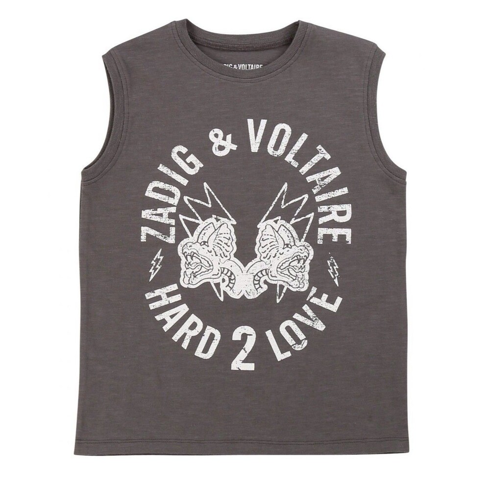 Zadig & Voltaire Tank Sleeveless Graphic TShirt Kid Sz XL Women Sz Xs GREY NWOT